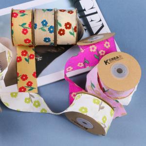 Quality OEM Blossom Flower Art Printed Ribbon 40mm Custom Ribbon With Logo wholesale