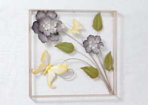 Quality Square Rose Gold Flower Classical Metal Wall Art Decor wholesale