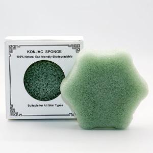 Quality Sensitive Skin Washable Green Tea Konjac Sponge Exfoliator Face Wash Facial Cleanser wholesale