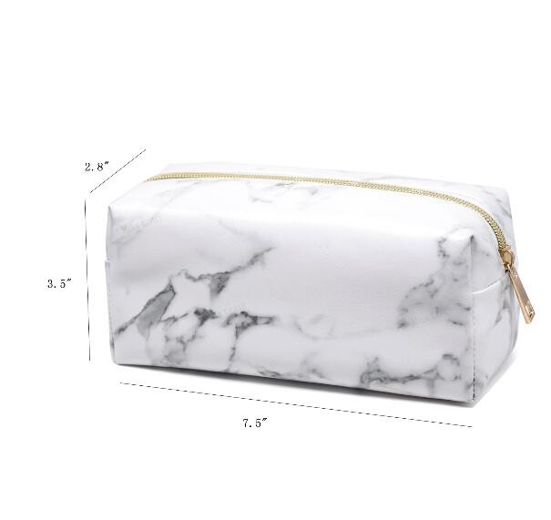 Gold Zipper Pencil Storage Case / PU Leather Pencil Pouch For Women