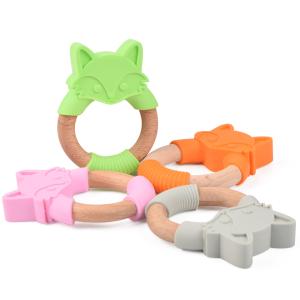 Quality Green Natural Rubber Teether Durable Silicone Teething Rings wholesale