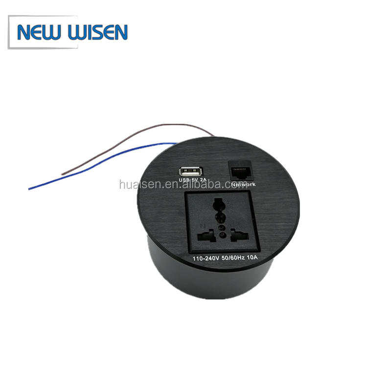 110v-240v European Desk Socket Outlets Round Multi Plug 100mm