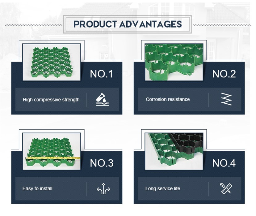 Driveway Plastic Grass Grid Surface Stabilized For Vehicle Pedestrian Landscape
