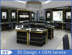 Quality Custom Made Mirror Black Glass Jewelry Display Cases / Retail Jewellery Display Cabinets wholesale