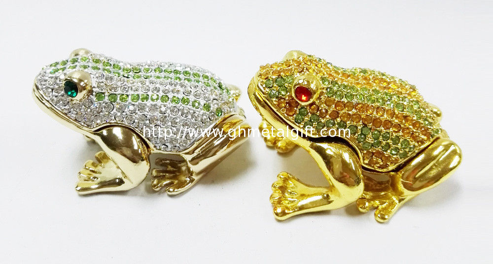 Animal trinket jewelry box Frog diamond decoration pewter jewelry box