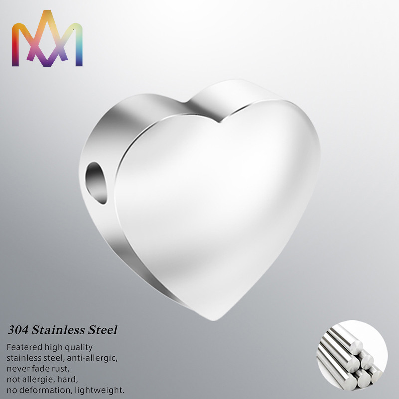 No Allergic Polished Heart Shape SS304 Loose Beads With Smooth Hole