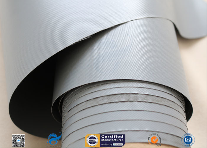 Grey PVC Coated Fiberglasss Fabric 0.25mm 100CM Waterproof Heat Resistant