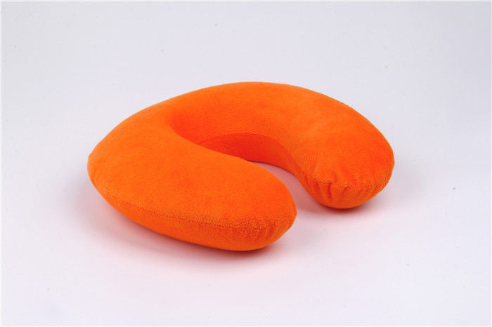 Orange Travel Neck Pillow Embroidery Memory Foam For Car Flight
