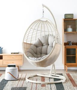 Quality Q195 Carbon Steel Frame Single Hanging Egg Shaped Basket Chair wholesale