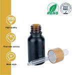 50ml Black Cylindrical frosted Glass Bottle With bamboo Drop For Empty Dropper