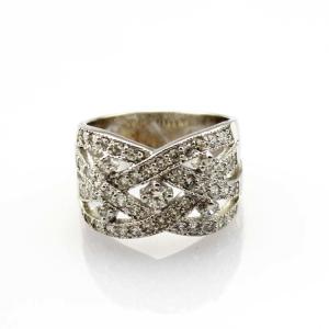 Quality Women Jewelry Sterling Silver Pave CZ Diamonds Crossover Ring (SRJ682) wholesale