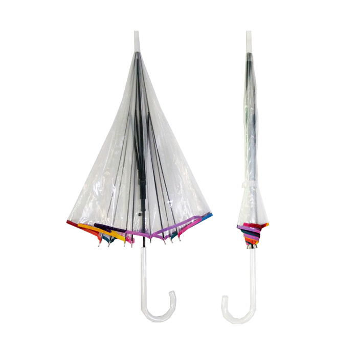 PVC Transparent Dome Shaped Rain Umbrella With Fiberglass Ribs 23 Inches Customized Logo