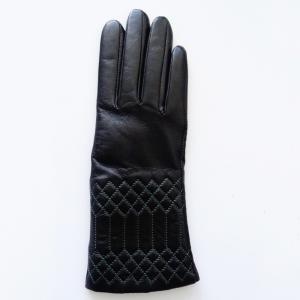 Quality Classical Ladies Warm Lined Leather Gloves , Womens Leather Black Gloves Plain Style wholesale