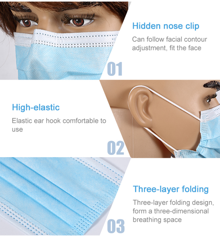 Ready to Ship Disposable Medical 3 ply Non Woven Mask Surgical Disposable Face Mask