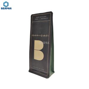 Quality Matte Black Flat Bottom Elegant 12 Oz Coffee Bags With Valve wholesale
