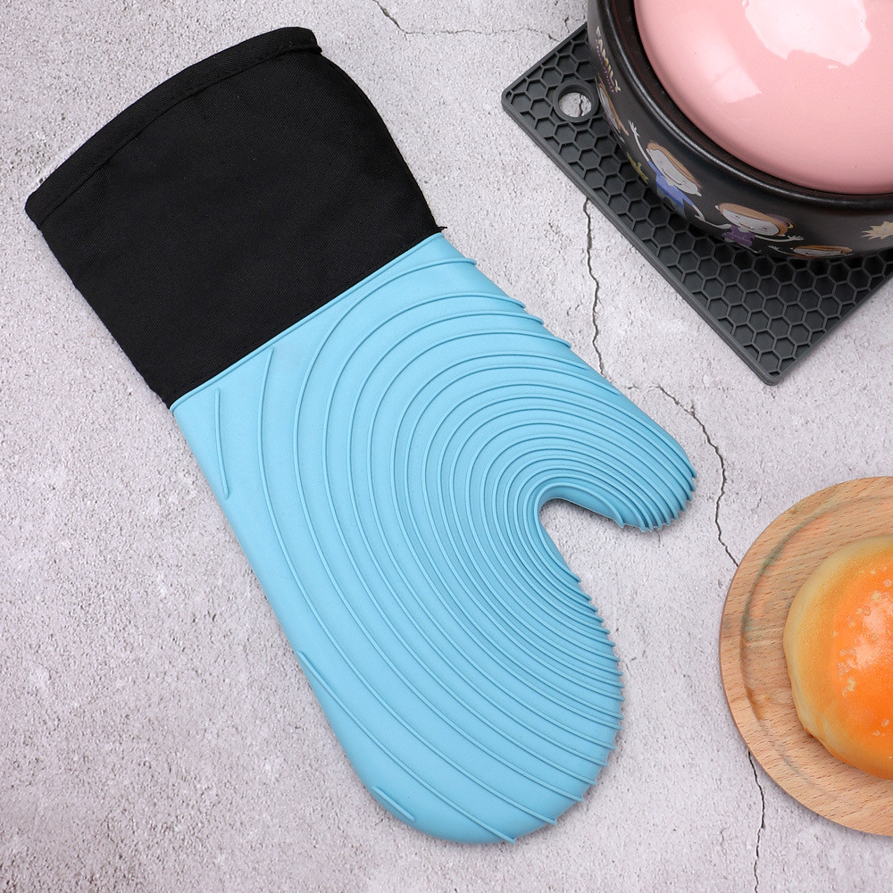 Silicone Oven Mitts Pair BBQ Gloves Heat Resistant Silicone Grilling Gloves Silicone Kitchen Utensil Baking Gloves