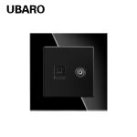 White Black Gray RJ45TV Dual Light Socket Accessories Tempered Glass Panel