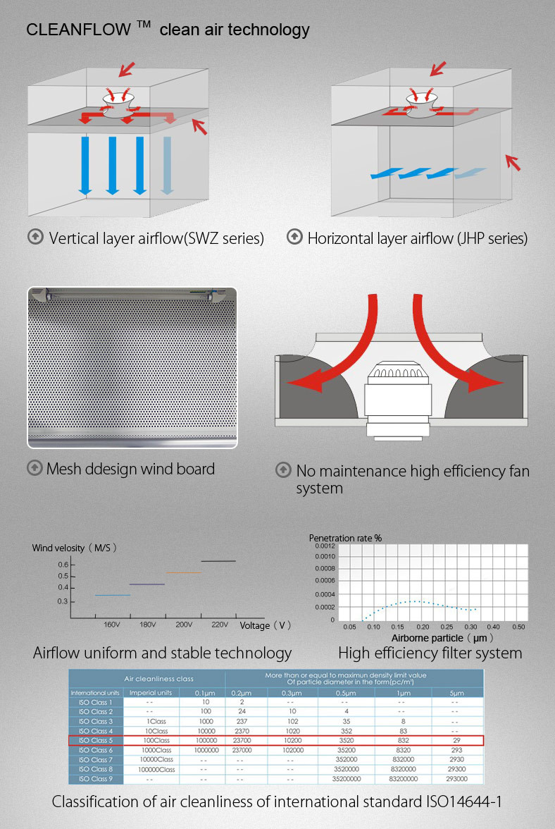 ISO Class 5 Laminar Air Flow Cabinet Vertical Laminar Air Flow Clean Bench For Lab