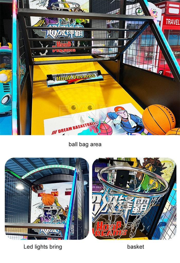 Indoor Hoop Dreams Arcade Basketball Game Machine Automatic Out Ball Games