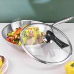 Customized Kitchen 18/8 Stainless Steel Wok Tri-ply Non-stick Frying Pan