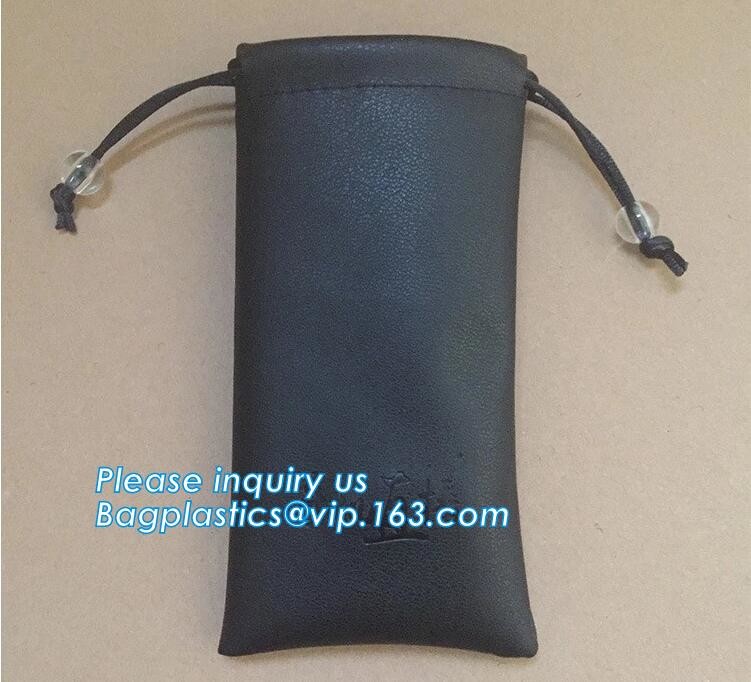 Custom Name Stamping PU Leather Drawstring Bag With Handle Waterproof Promotional Black Drawstring Bag Promotional Detai