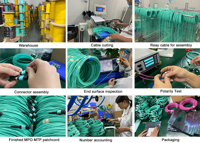 24 Core MPO To MPO Fiber Cable 40 Gb Multimode Fiber Optic Patch Cord