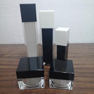 Quality Popular 20g 30g 50g white plastic acrylic black cap square double walled cosmetic manufacturer skin care cream jar wholesale