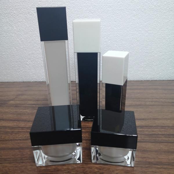 Popular 20g 30g 50g white plastic acrylic black cap square double walled