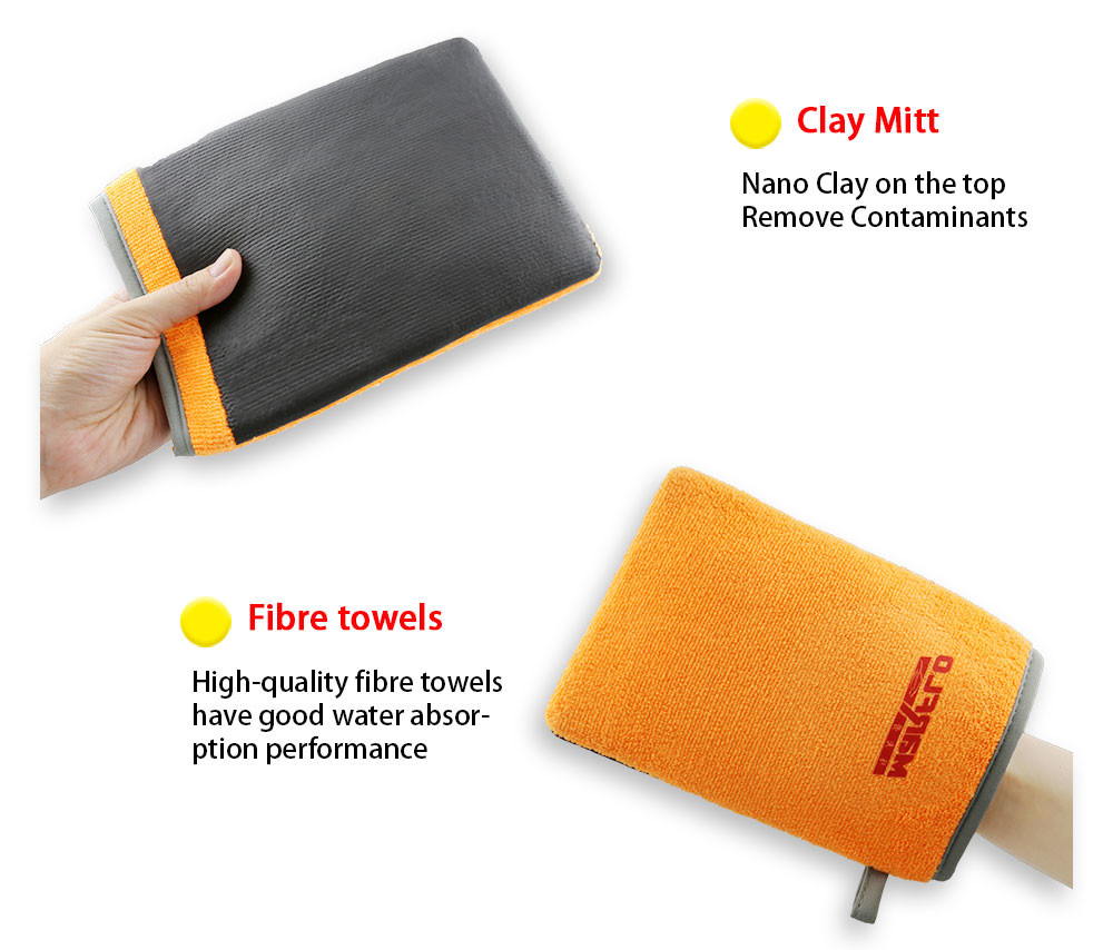 Medium Orange Nanoskin Clay Mitt S M L XL Size For Auto Wahshing