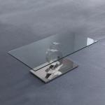 Clear 0.2cbm Tempered Glass Top Coffee Table polished stainless steel legs