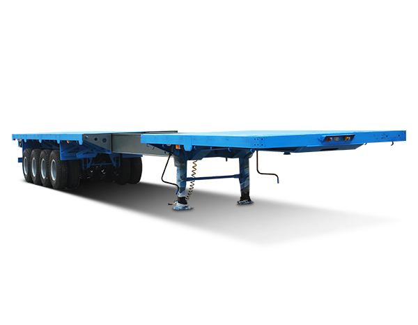 Japan Market Semi Truck Flatbed Trailer with 80T Max Payload and Hydraulic Ladder