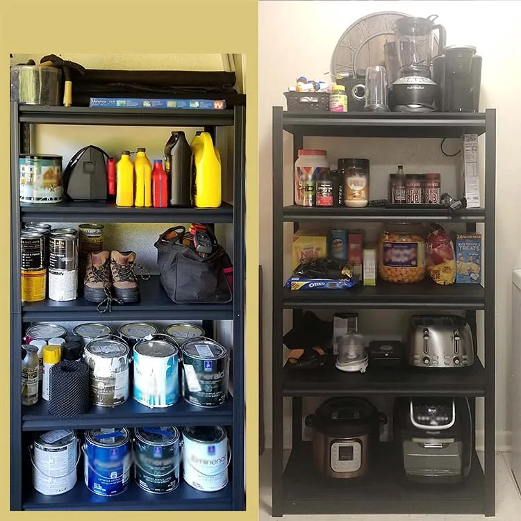 Black Metal Garage Rack 5-shelf Steel Shelves Heavy Duty Storage Shelf