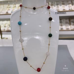 Quality Unique brand colorful beads chain necklace set jewelry stainless steel bangle wholesale