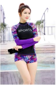 Quality 2019 UV Protection Swimming suit for women long sleeve and legs swimwear shorts pants set beach surf clothes swimsuit wholesale