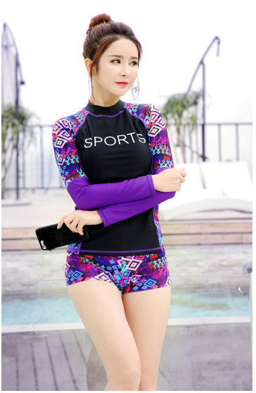 2019 UV Protection Swimming suit for women long sleeve and legs swimwear shorts pants set beach surf clothes swimsuit