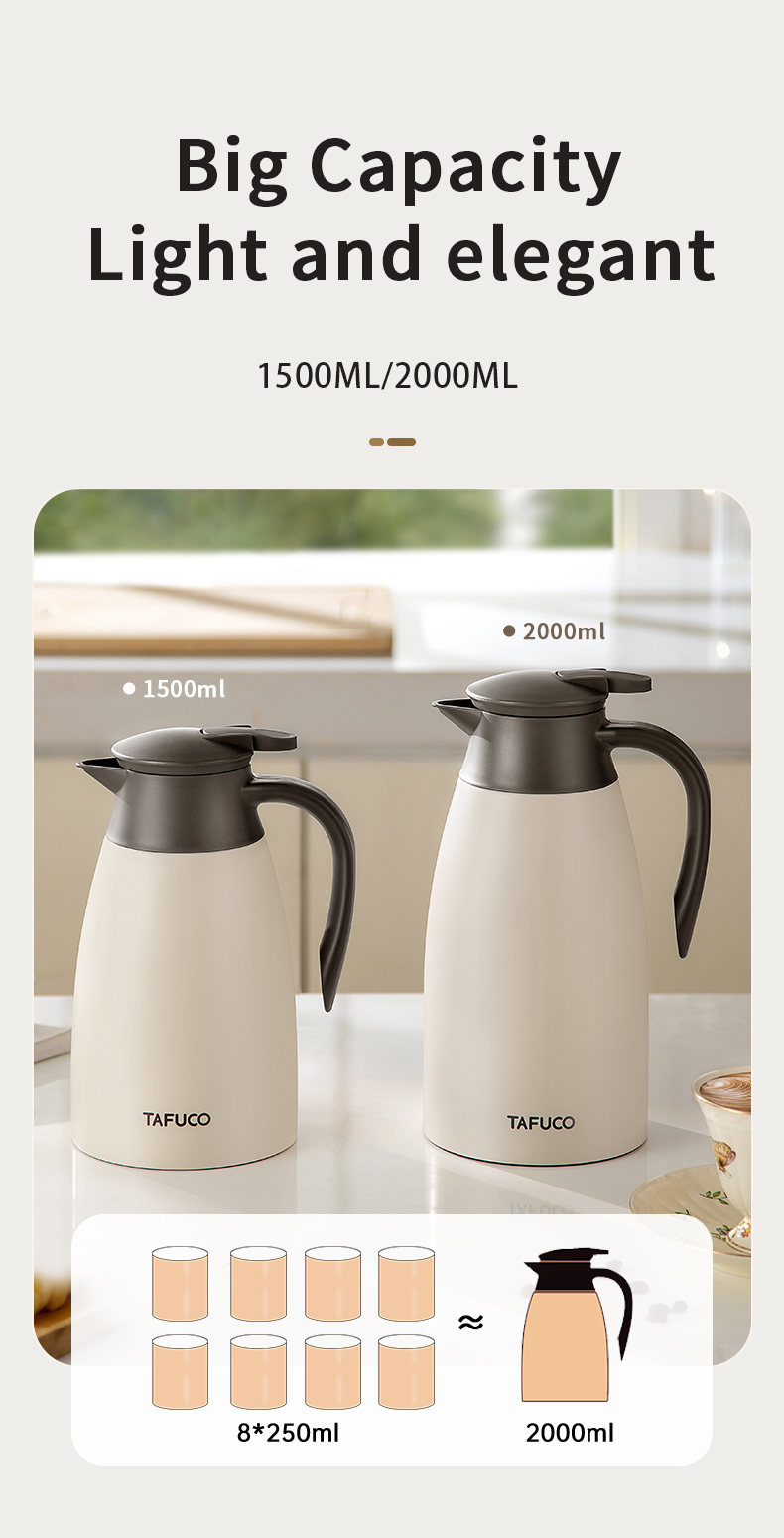 Customized 2L Stainless Steel Insulated Vacuum Flask Portable Water Bottle Pot
