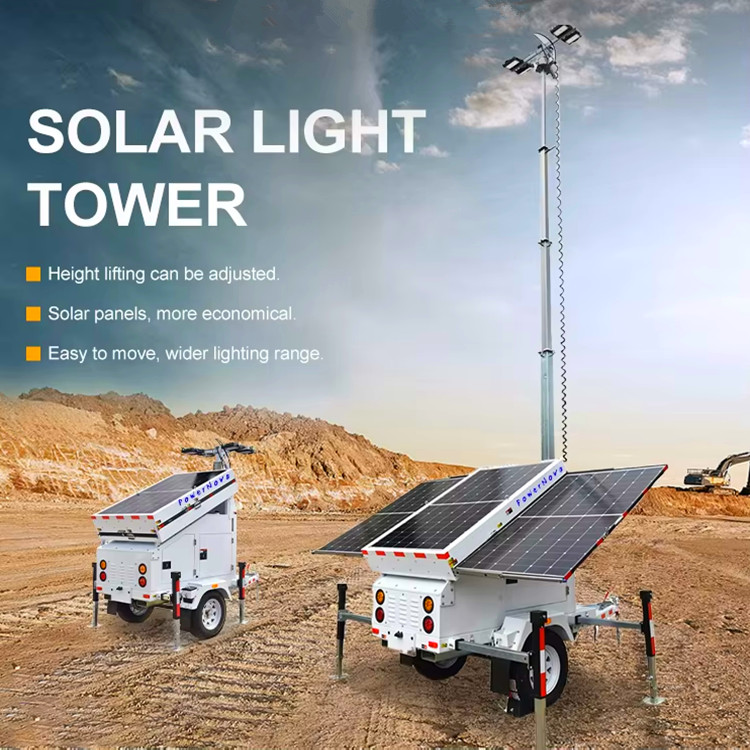 Portable Solar Light Tower Surveillance Tower Lighting Mining Operations Mobile Lighting Tower