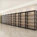 Customized Color Metal And Wood Storage Shelves , Steel And Wood Bookshelf