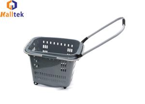 Quality Supermarket Foldable Rolling Shopping Baskets With Aluminium Handle wholesale