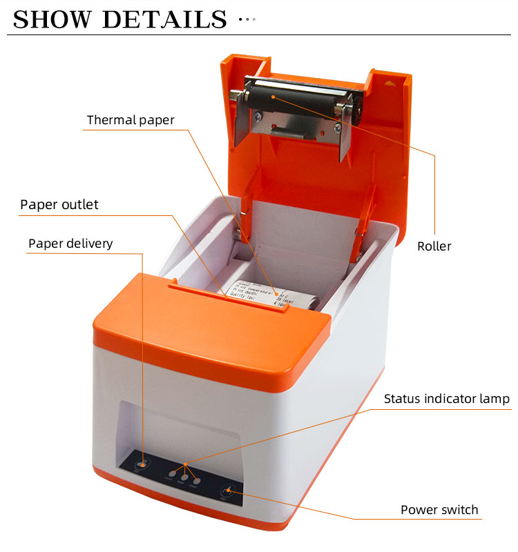 USB/Bluetooth 2.0/4.0 Interface Type Thermal Desktop Receipt Printer for 58mm Tickets