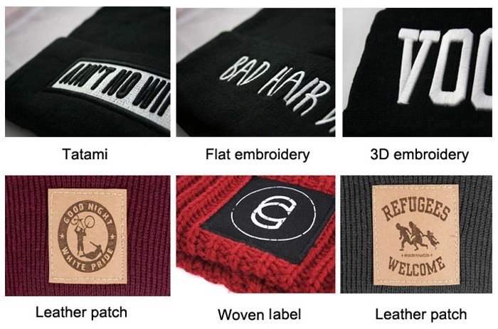 Custom Crochet black beanie knitted winter skull ski cap beanie slouch alpaca hat with patch logo