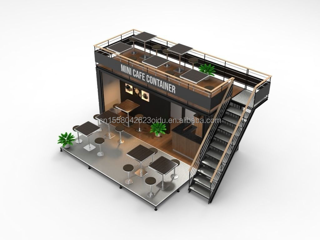 Modern 10 ft 20 ft Prefabricated Steel Shop Container Kiosk Mobile Mini Bar for Outdoor Kitchen and Restaurant Movable Design Shop