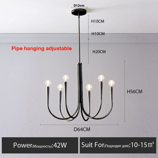 Retro Style Swoop Arm Chandelier Living Room Luxury American pendant lamp best lighting(WH-AP-570)