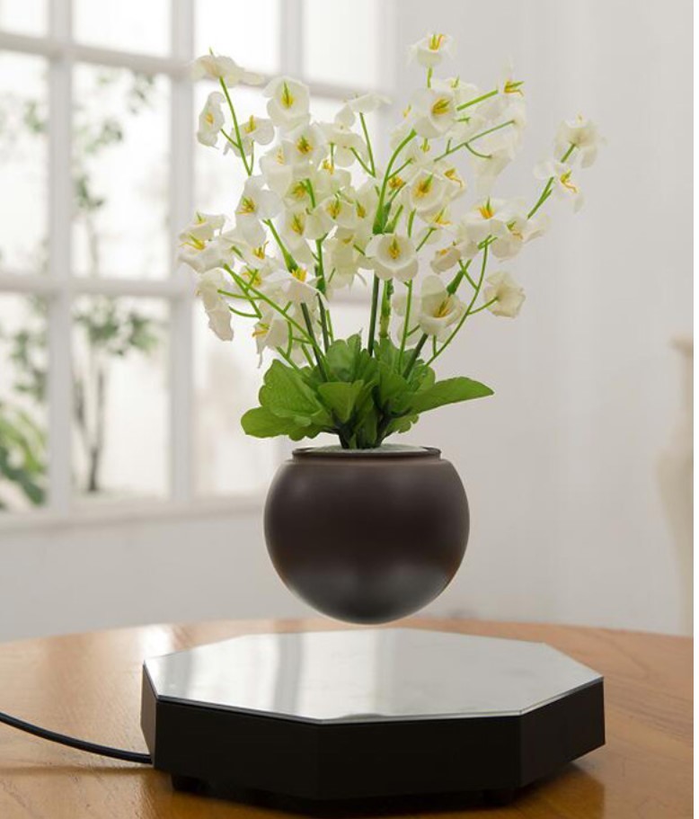 new hexagon magnetic floating levitate bottom air bonsai plant flower pot