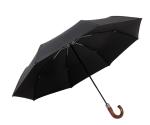 8 Ribs Fiberglass Automatic 3 Fold Umbrella With Wood Handle