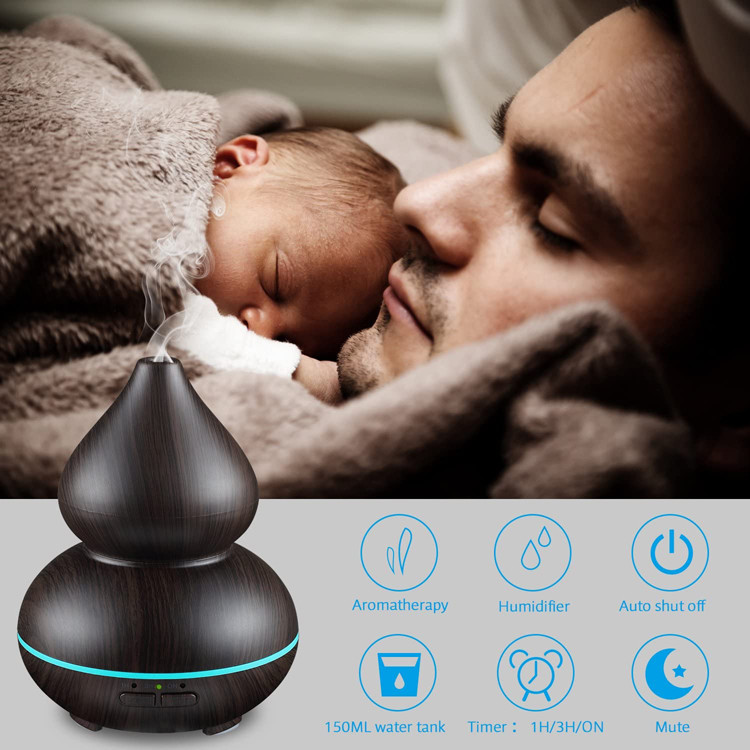 150ML Cucurbit Cool Mist Humidifier Ultrasonic Essential Oil Aroma Diffusor