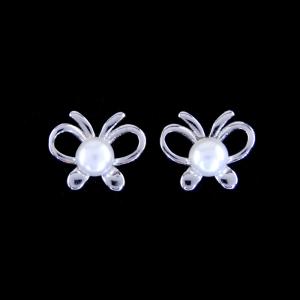 Quality Butterfly Design Kids Silver Jewellery / Plated Rhodium Natural Pearl Jewelry wholesale