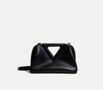 Cowhide Ladies Clutch Bags Inverted Triangle Clip Frame