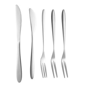 Quality Customized Logo Acceptable Vintage Silver Stainless Steel Cutlery Set for Travel Camping wholesale