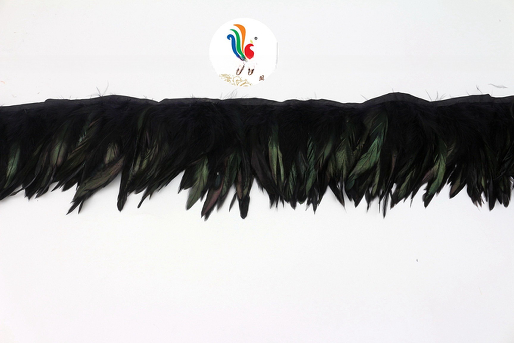 Black Coque Feather Fringe Trim With Satin Ribbon Shipping Via FedEx 4-6 Inches